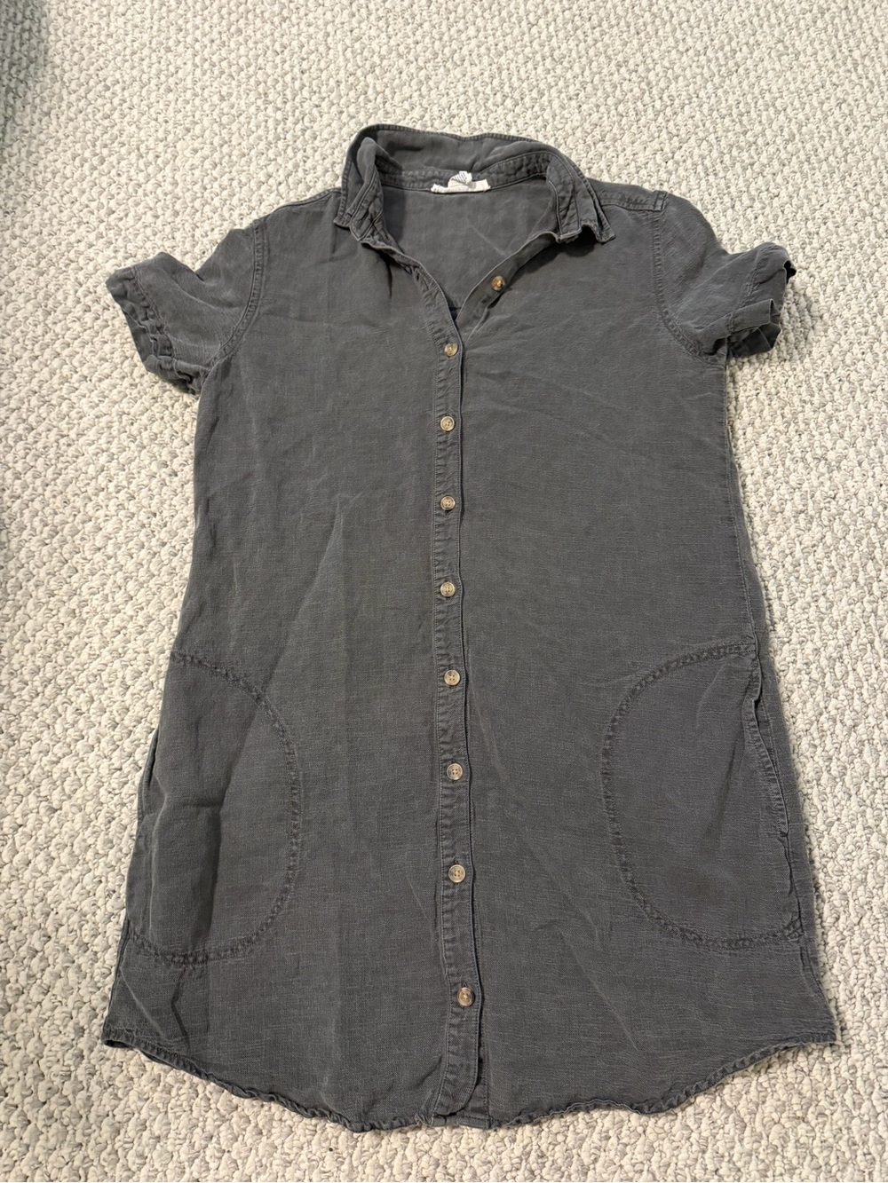 Lucky Brand Washed Gray Button-Down Shirt Dress
